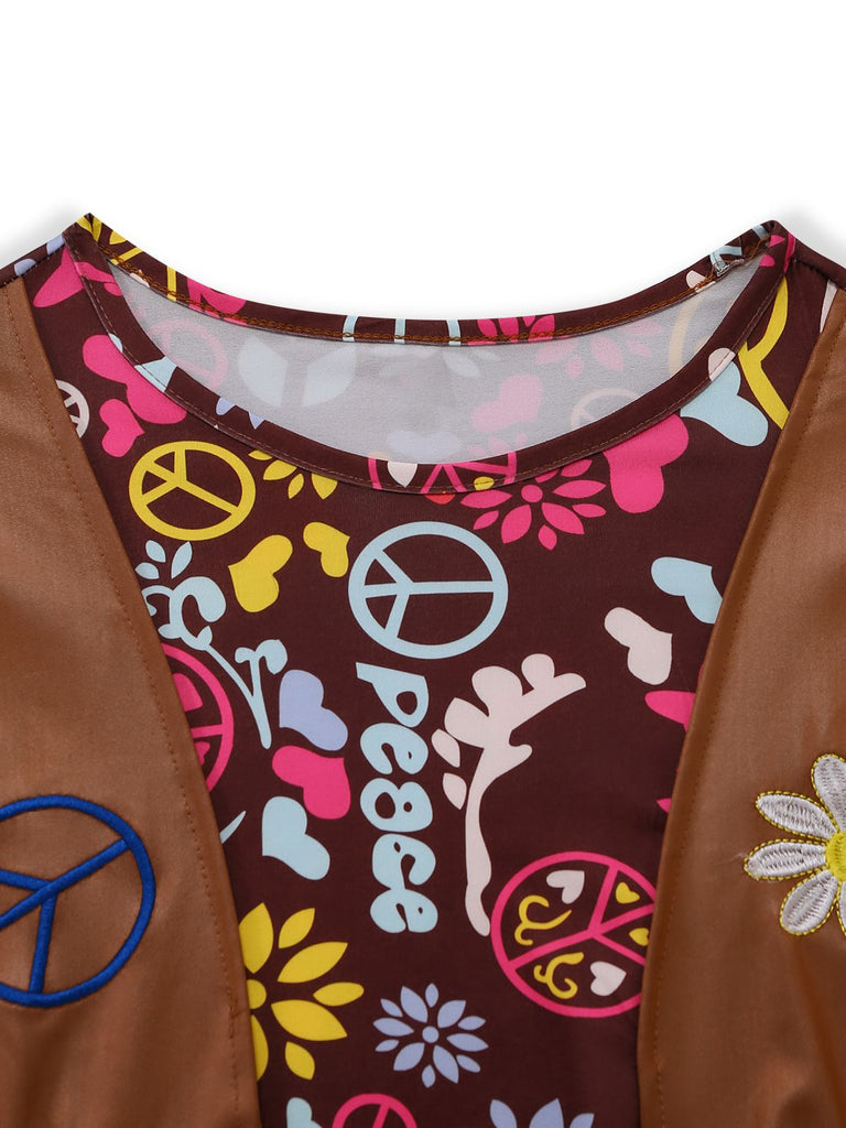 3PCS Ensemble hippie à franges vintage 1970s