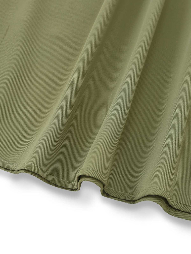 Jupe midi trapèze unie verte années 1980