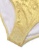 Maillot de bain une pièce doré à bretelles froncées et perles années 1980