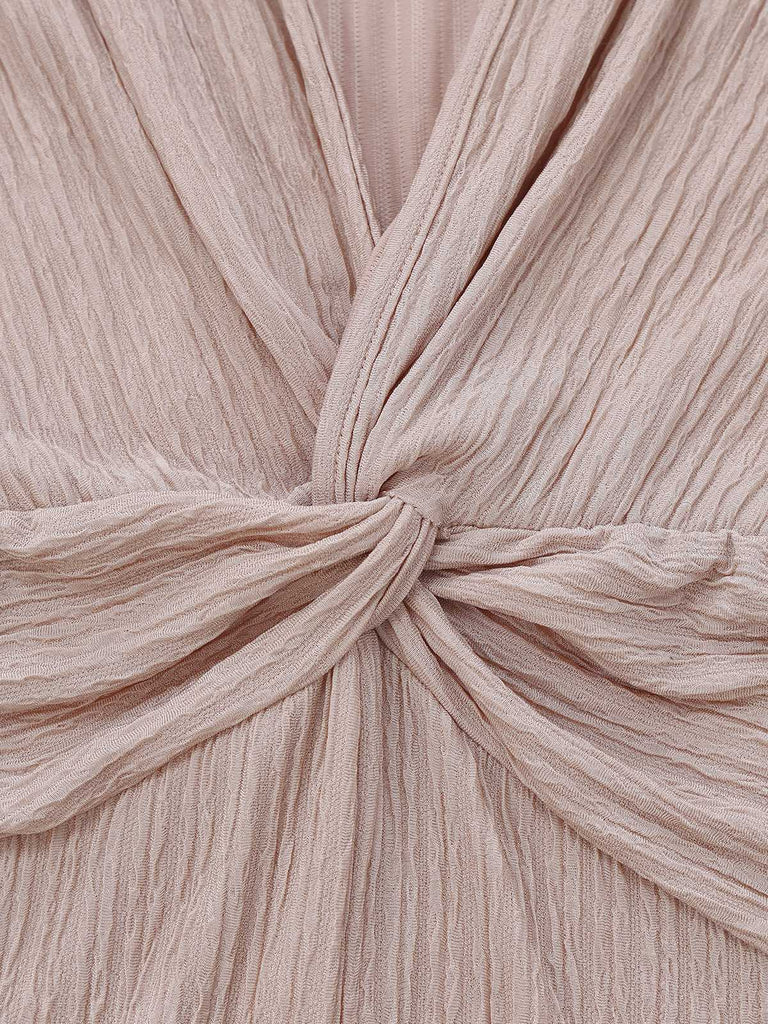 Combinaison col en V manches longues et imprimé torsadé années 1970