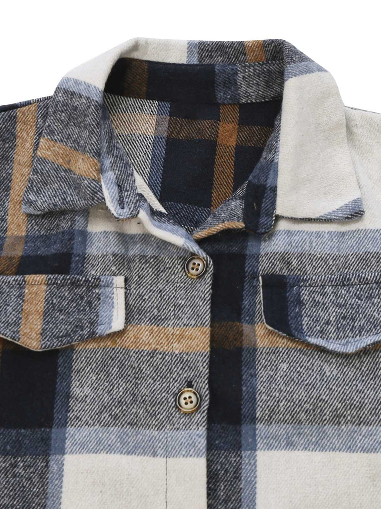 Robe-chemise carreaux multicolores avec ceinture années 1960