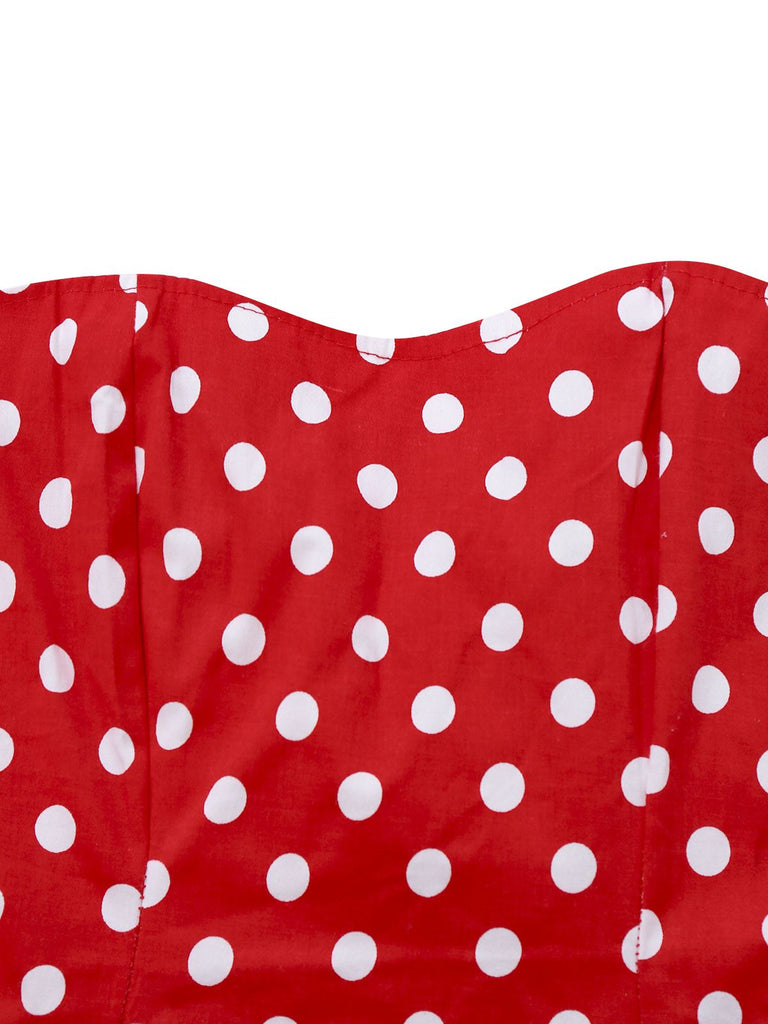 Ensemble robe à pois rouges et jupe en résille années 1980