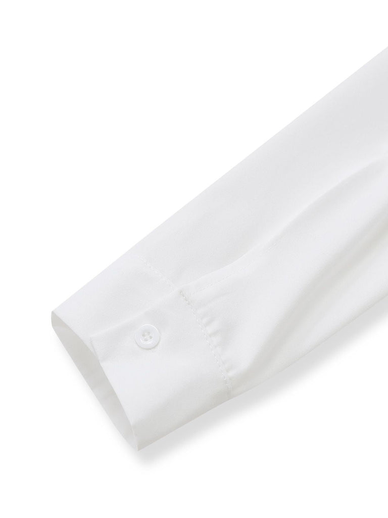 Robe Midi Beige Bloc Couleur Revers Boutonnée Années 1940