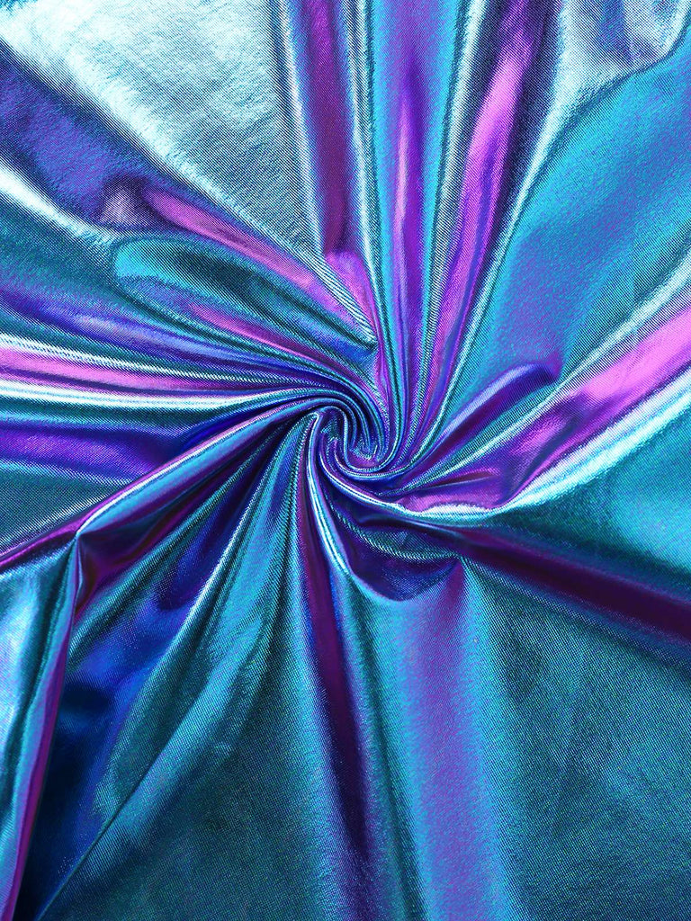 Doré Robe mini de soirée futuriste métallisée années 1980