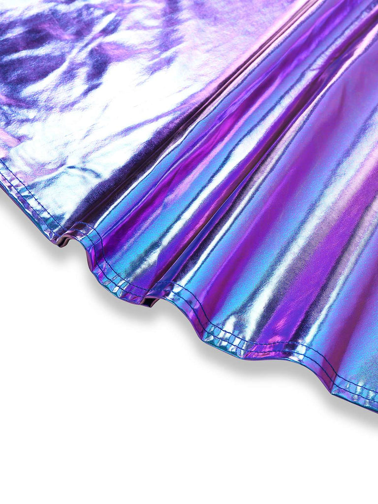 Doré Robe mini de soirée futuriste métallisée années 1980