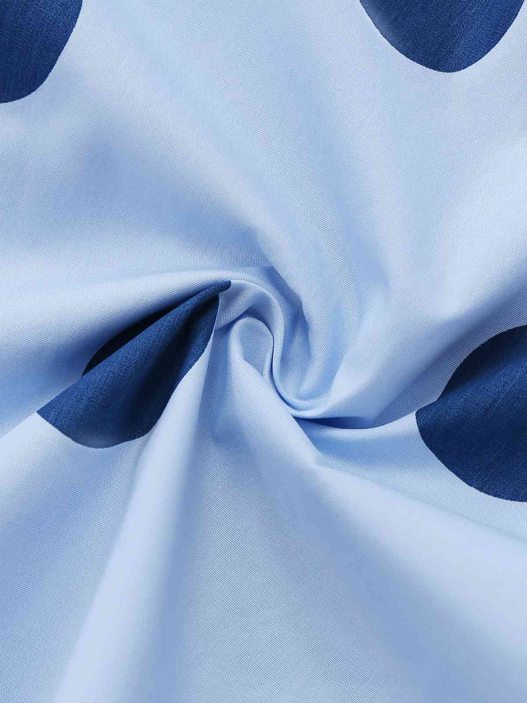 Robe Bleue Pois Sans Bretelles Plissée Années 1940