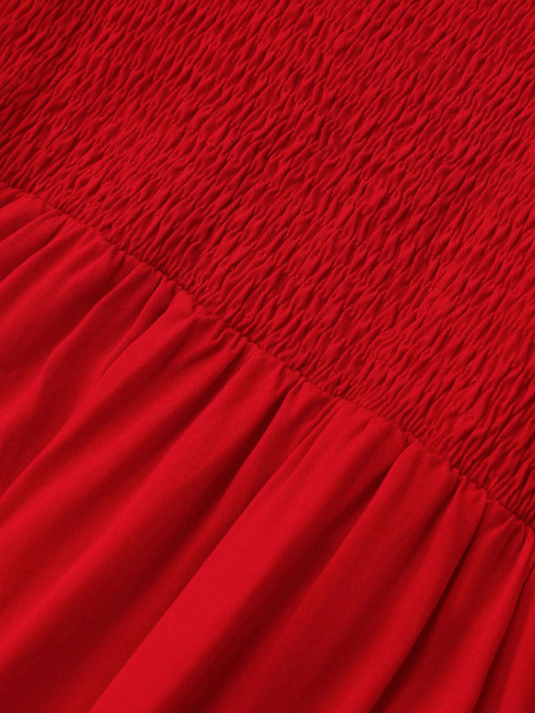 Robe Slip Sans Manches Dos Nu Taille Smockée Années 1950