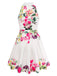 Robe-chemise fleurie à col halter et taille nouée années 1950 - 2