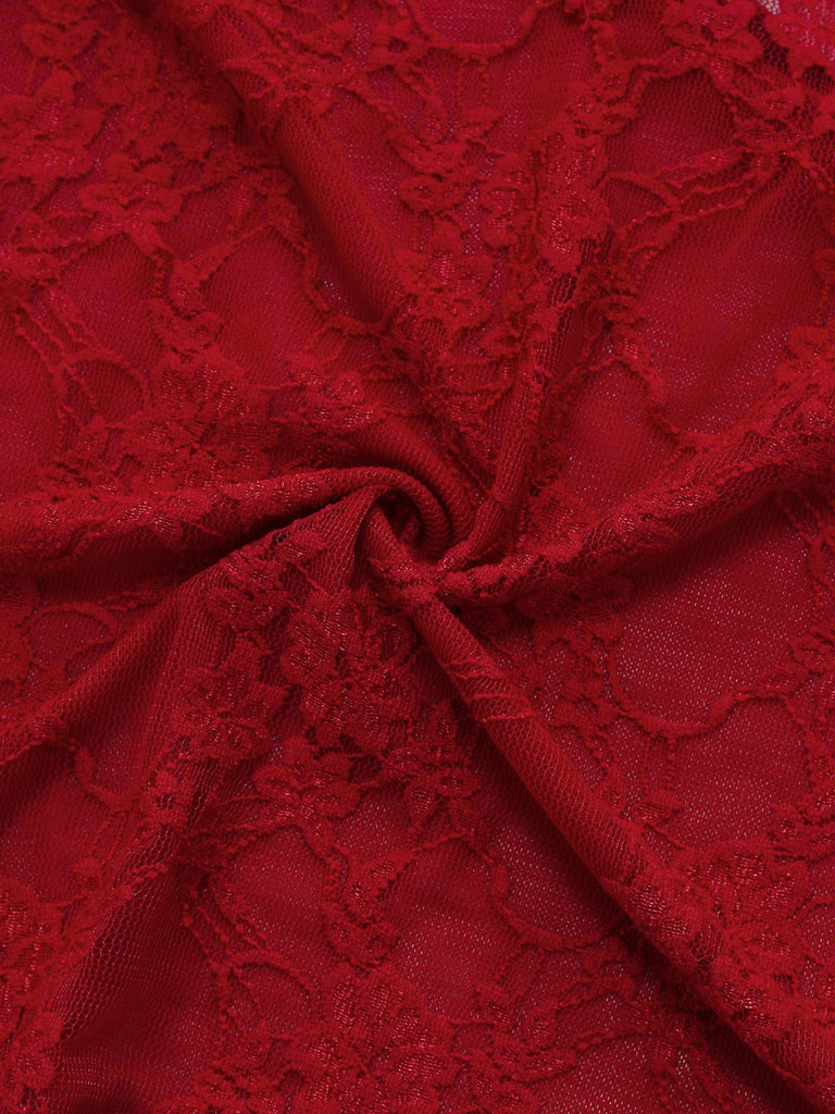 Nuisette sexy en dentelle dos nu à col en V années 1980