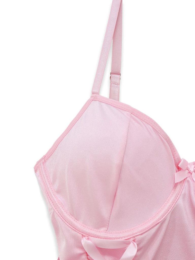 Ensemble body corset orné de dentelle des années 1960