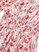 Robe manches bouffantes imprimé fleurs roses taille smockée des années 1950