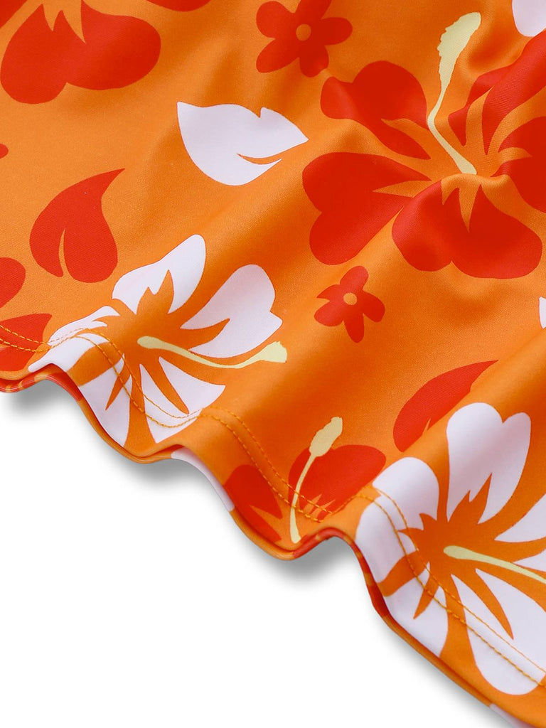 Ensemble bikini dos nu fleurs orange 1960s