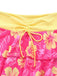 Ensemble bikini rose à imprimé floral à nouer sur le devant et à volants années 1960
