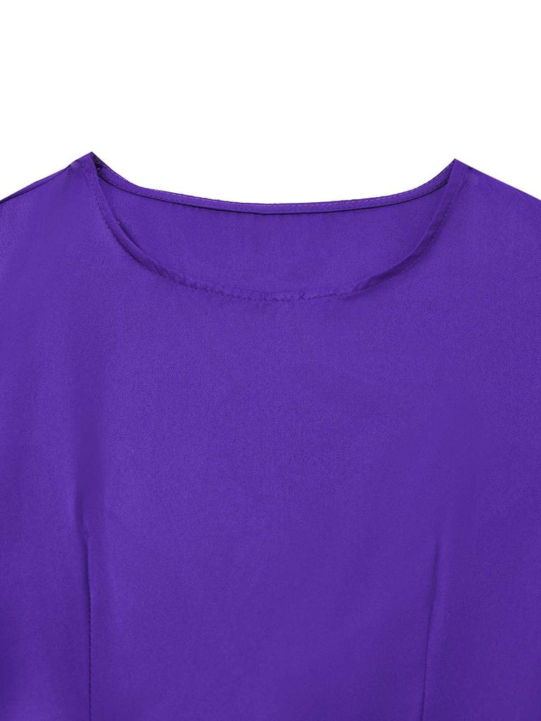 Robe Mod violette inspirée de Daphné des années 1960 avec foulard
