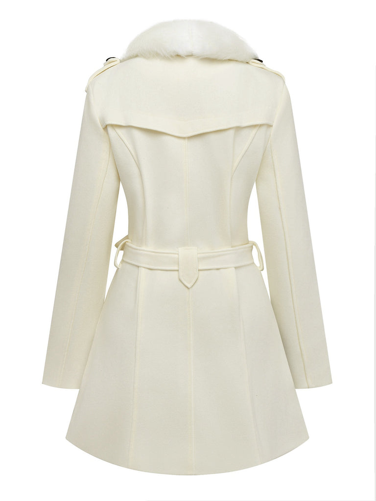 Manteau à boutons amovibles en fausse fourrure des années 1940