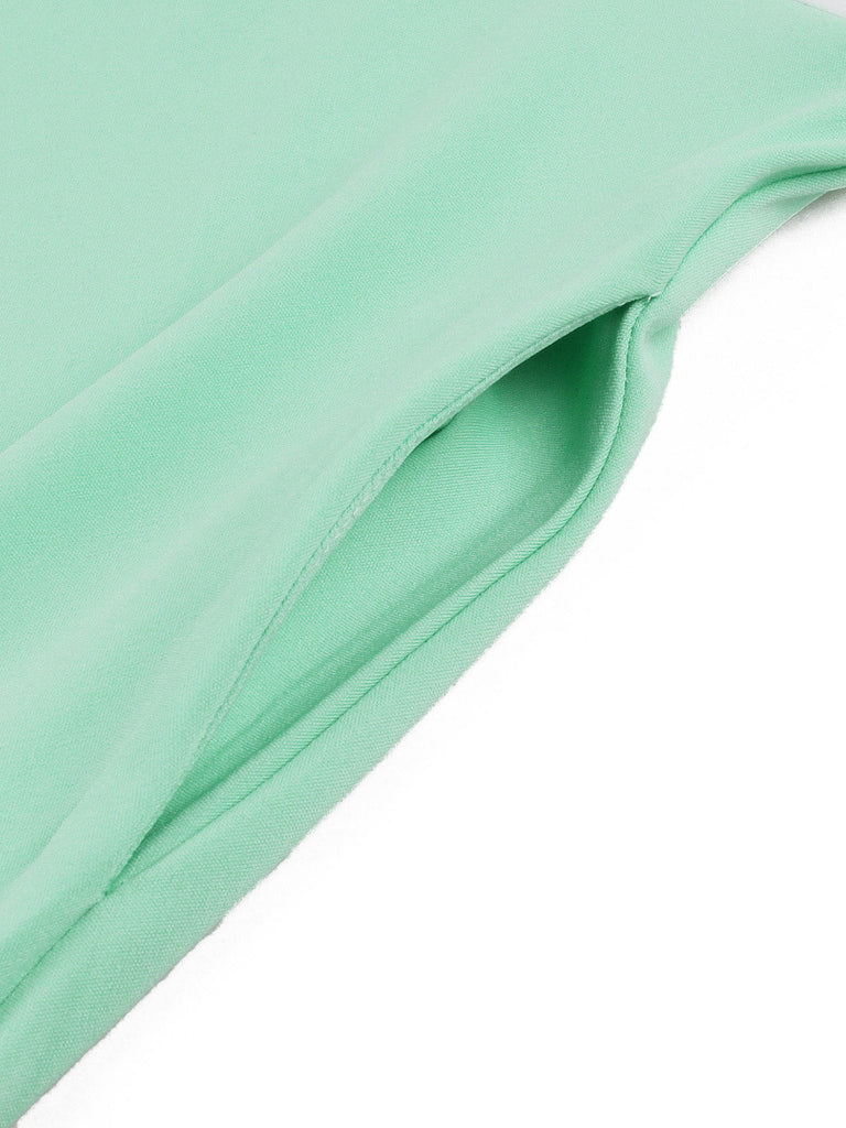 Mancherons Nœud Évasée Robe Vert glacé Années 1950 5