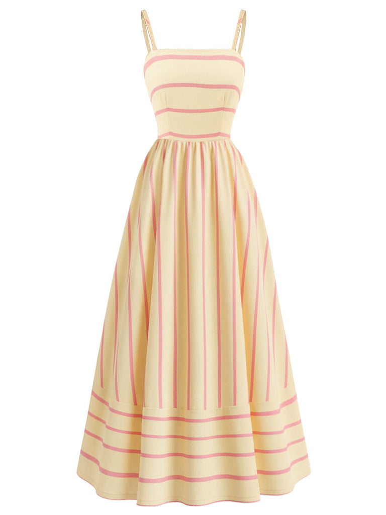 Robe trapèze rayée à fines bretelles des années 1930 - robe vintage, mode rétro, rockabilly