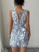 Combishort Sans Manches Col Carré Floral Bleu Années 1950 7