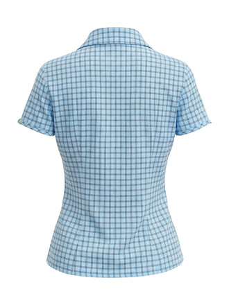 Blue and white checkered shirt on a white background