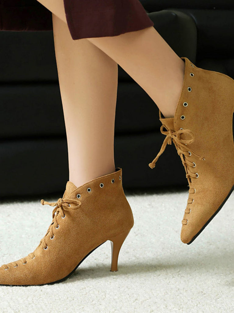 Light-Brown-Vintage-Faux-Suede-Pointed-Toe-High-Heels-Model-Side