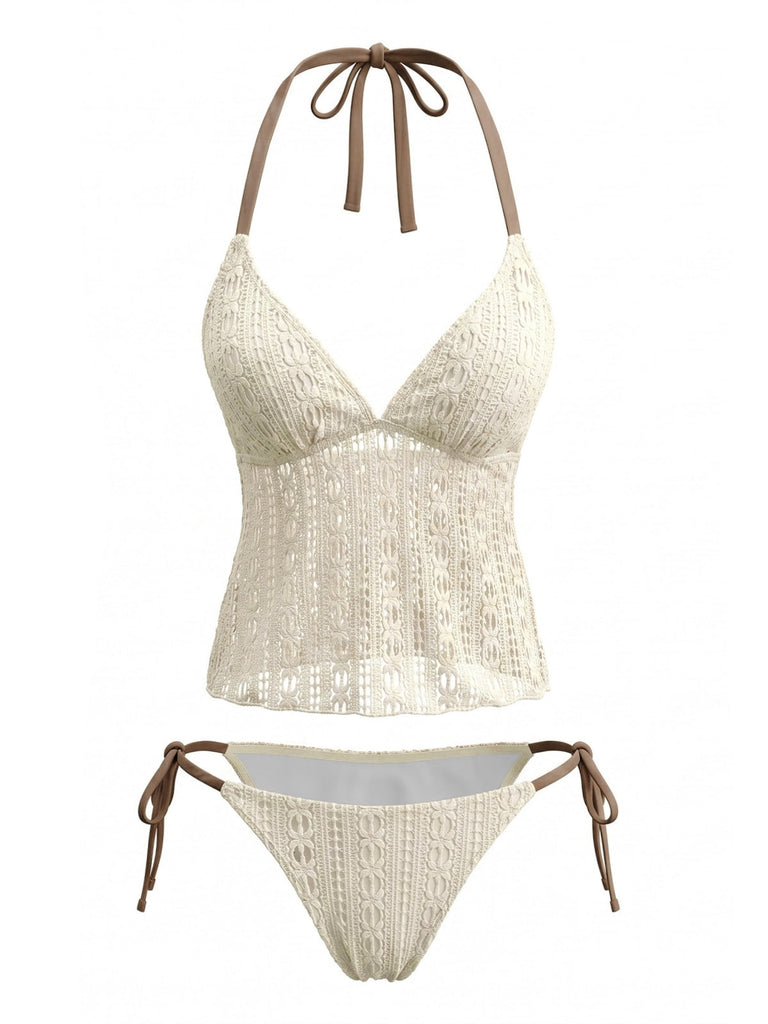 Uni Dos-Nu Tankini Ensemble Jaune clair Années 1950