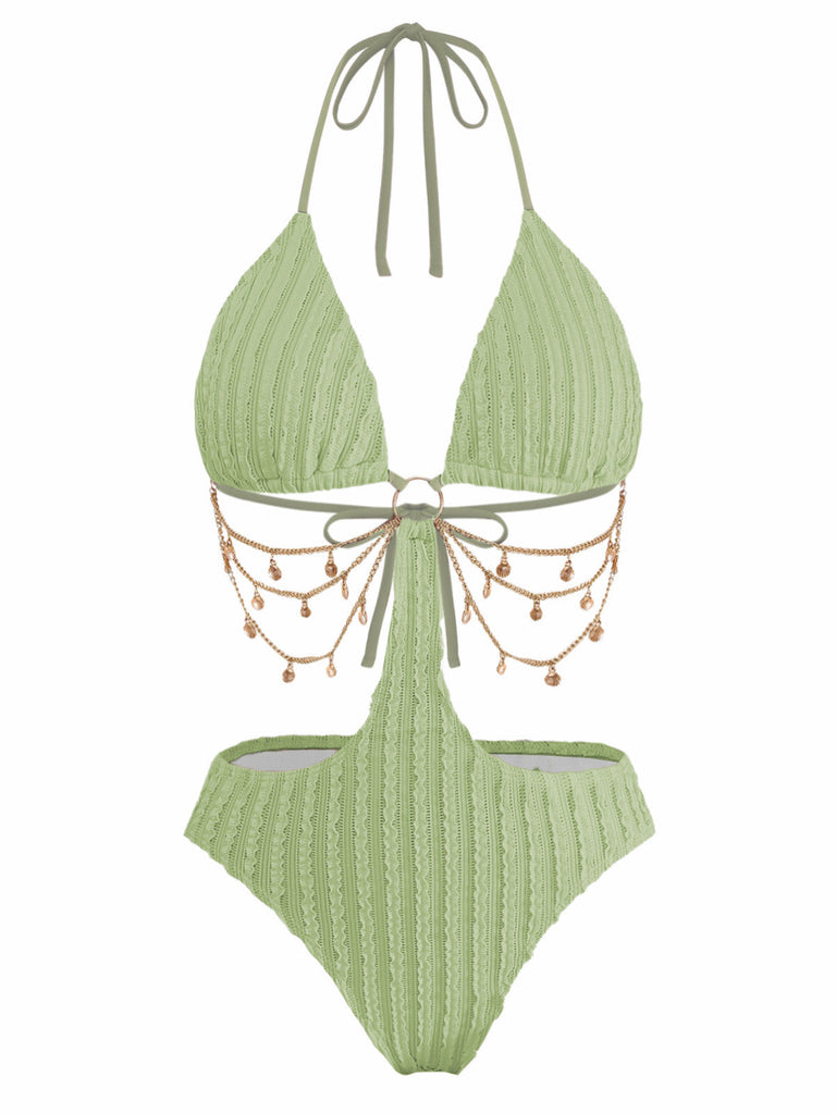 Uni Metal Chaîne Découpé Maillot de Bain Années 1930