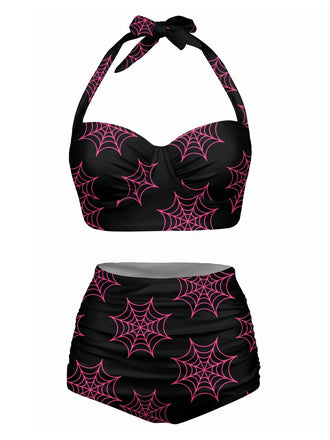 Maillot de Bain Dos Nu Lacé Toile d'Araignée Noir années 50