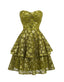 Mini Robe Chartreuse à Paillettes Soirée Années 1960