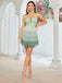 Mint green gradient tulle dress front view with ombre color effect