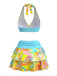 Ensemble Bikini Halter Imprimé Psychédélique Multicolore Années 80