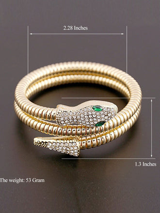 Bracelet jonc vintage en alliage avec strass et serpent