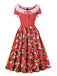 Robe rouge en dentelle à clochettes de Noël des années 1950