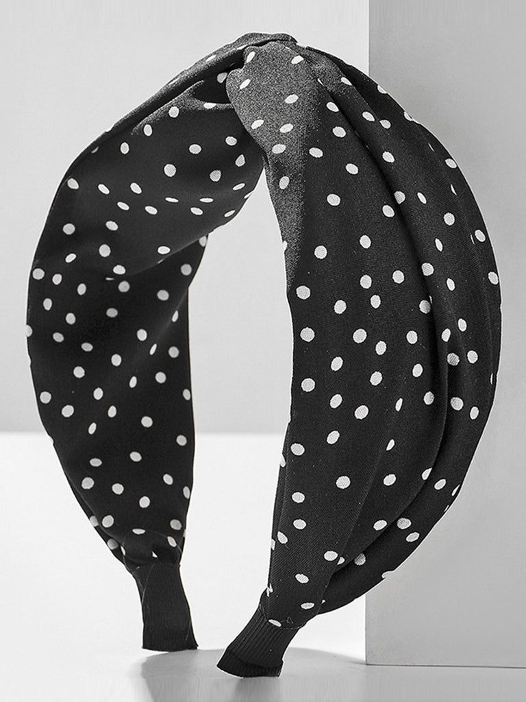 Bandeau croisé à pois et à large bord en tissu