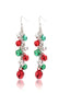 Boucles d'oreilles de Noël à clochettes rouges et vertes contrastées