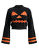 Pull court orange duveteux à visage de citrouille Halloween années 1970 - 1