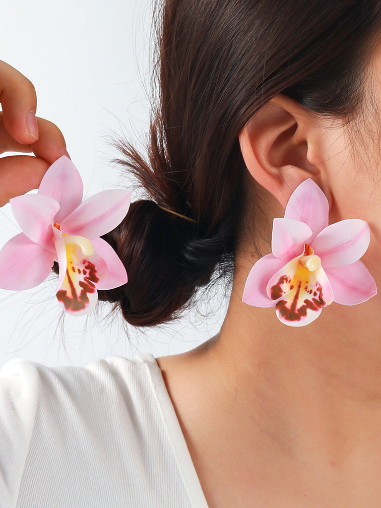 Orchidée Fleur Imposant Boucles d'Oreilles