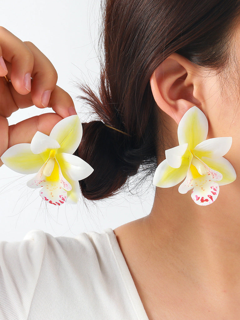 Orchidée Fleur Imposant Boucles d'Oreilles 7