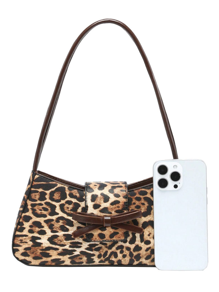 Sac baguette en cuir vintage avec nœud