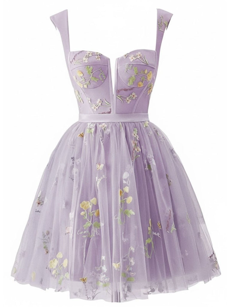 Robe courte verte en dentelle florale brodée années 1970