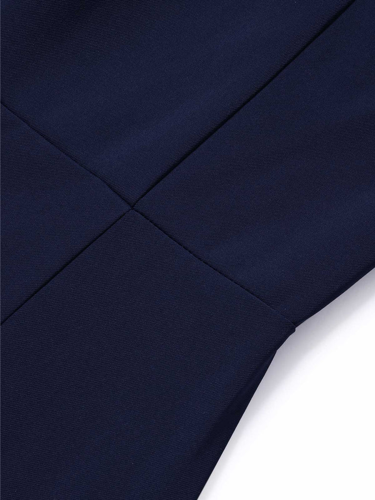 [Prévente] Robe Crayon Sans Manches à Revers Bleu Profond Années 60