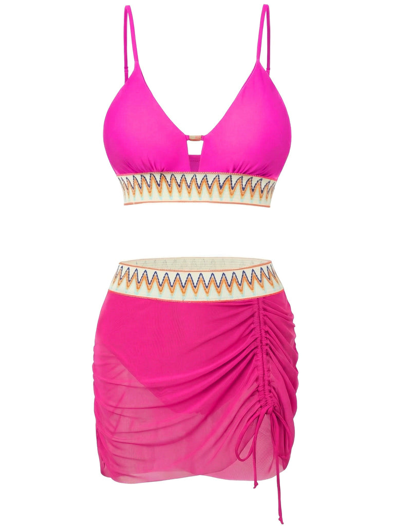 Chevron Filet Patchwork Ensemble Tankini Années 1940 10