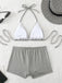 Ensemble Bikini Taille Haute à Carreaux avec Nœud Rose Années 50