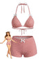 Ensemble de bikini taille haute rose carreaux et nœud années 50