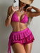 Ensemble 2 Pièces Bikini Dos-Nu & Jupe à Volants Cache-Maillot Rose Années 1950