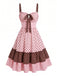 [Prévente] Robe à Volants Étagés à Bretelles et Pois Rose Années 50