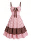 [Prévente] Robe rose pois volants et bretelles années 50