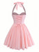 Pink dress with a bow detail on a white background