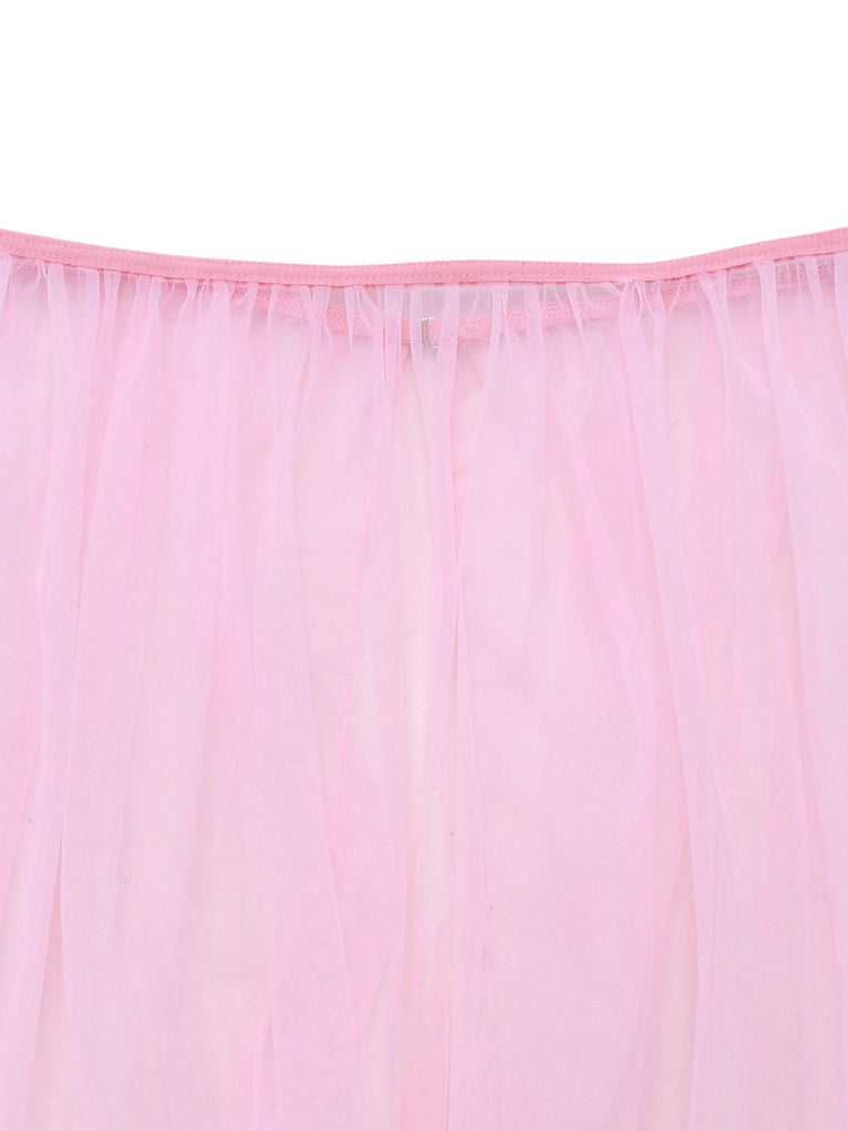 Ensemble Pyjama Florale Dentelle Épaules Dénudées Rose Années 1960 7