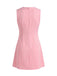 Robe Ligne A Sans Manches Col Rond avec Perles Rose Années 60