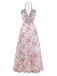 Floral dress with criss-cross straps on a white background